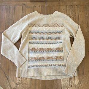 J. Crew Fair Isle Nordic Jacquard Stitch 100% Wool Sweater XL Cream White NWOT